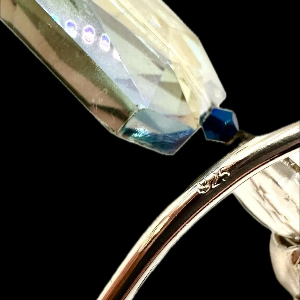 Stunning Blue Crystal Heart, 925 Sterling Silver, Great Preowned Condition - Picture 2 of 6